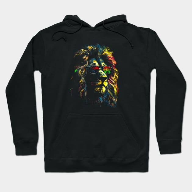Psychedelic Lion With Glasses #1 Hoodie by Butterfly Venom